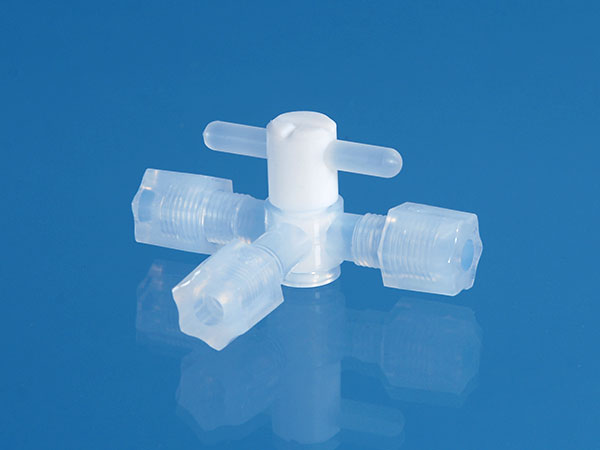 3-Wege-Hahn aus PFA 1/4" (T-Funktion) 3-Wege-Hahn aus PFA 1/4" (T-Funktion)