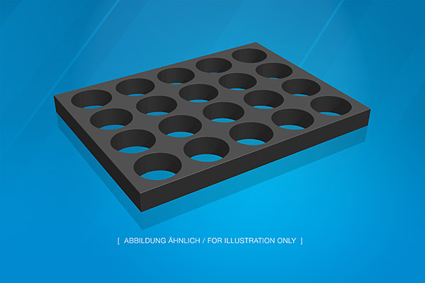 Graphit-Auflage 400x300x30mm, 20xD63mm