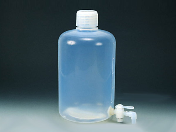Enghalsflasche aus PFA, 5 L, mit Absperrhahn